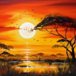 Canvas Wall Art - Savanna Sunset - E0002